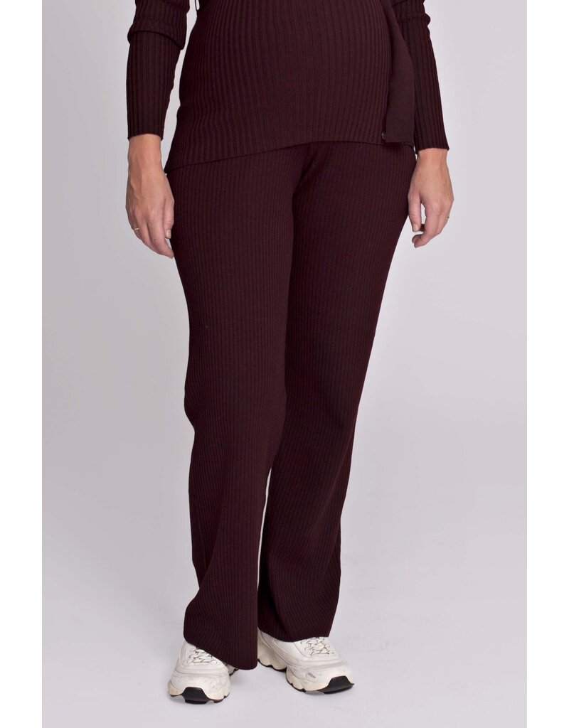 Love2Wait Love2Wait Broek - twin rib knitted - burgundy - B999066 044
