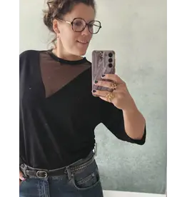 Swan of the People - Shirt 3/4 mouw Mesh - zwart