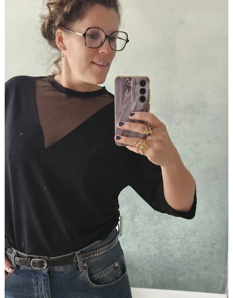 Swan and the People - Shirt 3/4 mouw Mesh - zwart