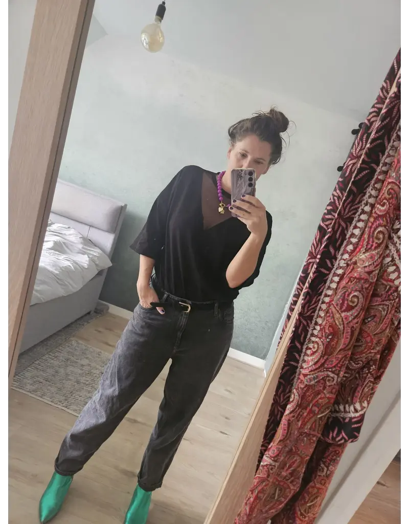 Swan and the People Swan and the People - Shirt 3/4 mouw Mesh - zwart