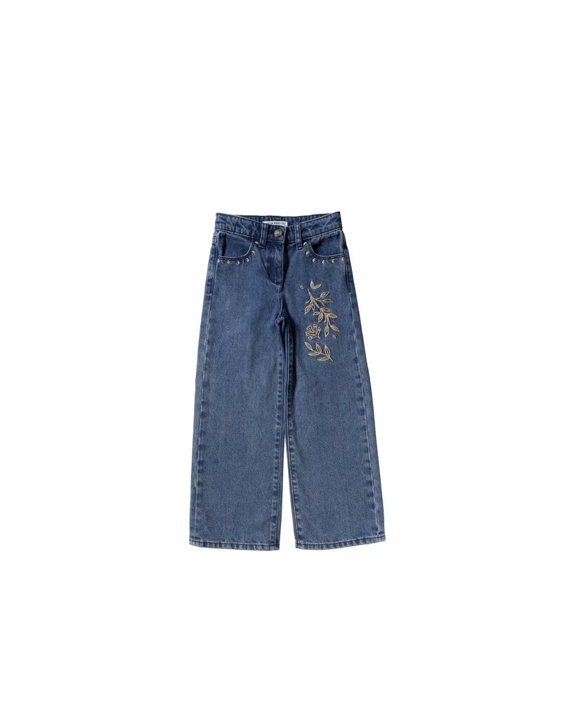 Your Wishes Baby & Peuter kleding Your Wishes Denim | Tapered Embro Jeans | Faded Blue - Copy