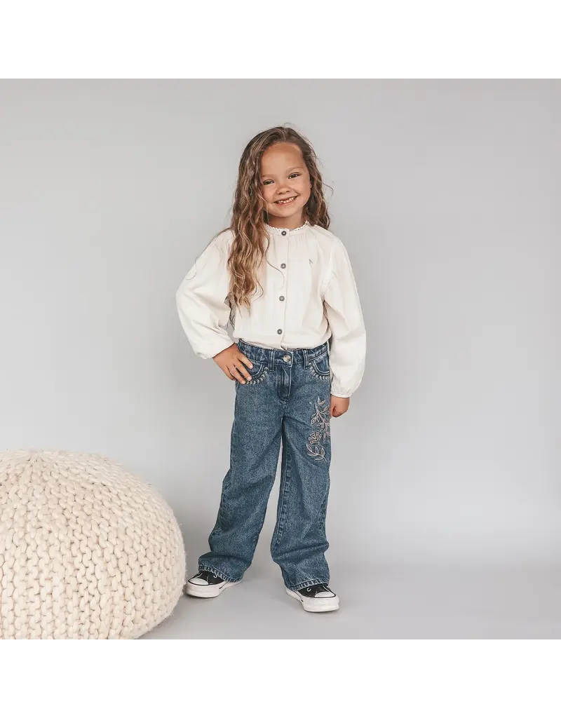 Your Wishes Baby & Peuter kleding Your Wishes Denim | Tapered Embro Jeans | Faded Blue - Copy