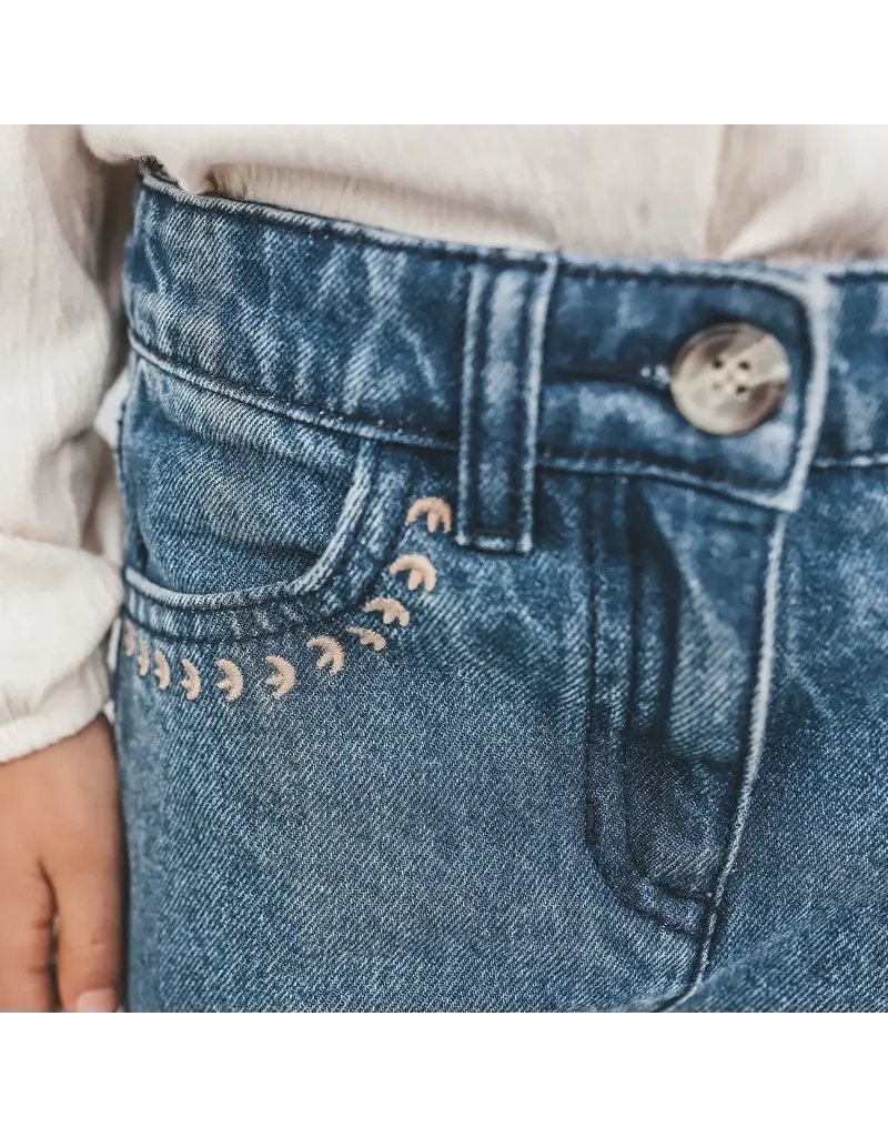 Your Wishes Baby & Peuter kleding Your Wishes Denim | Tapered Embro Jeans | Faded Blue - Copy
