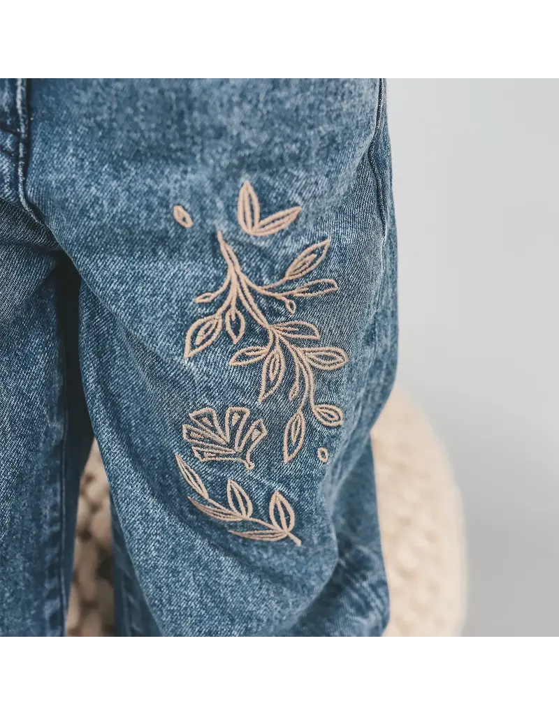 Your Wishes Baby & Peuter kleding Your Wishes Denim | Tapered Embro Jeans | Faded Blue - Copy
