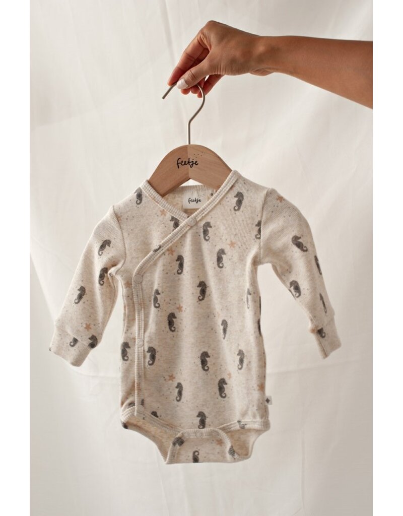Feetje Baby Feetje wikkelromper rib AOP - Sea Sweaties - Offwhite - 50200253