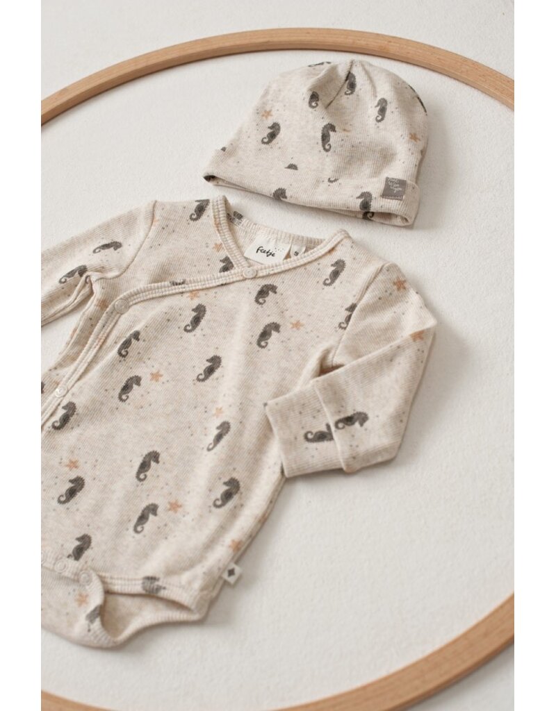 Feetje Baby Feetje wikkelromper rib AOP - Sea Sweaties - Offwhite - 50200253