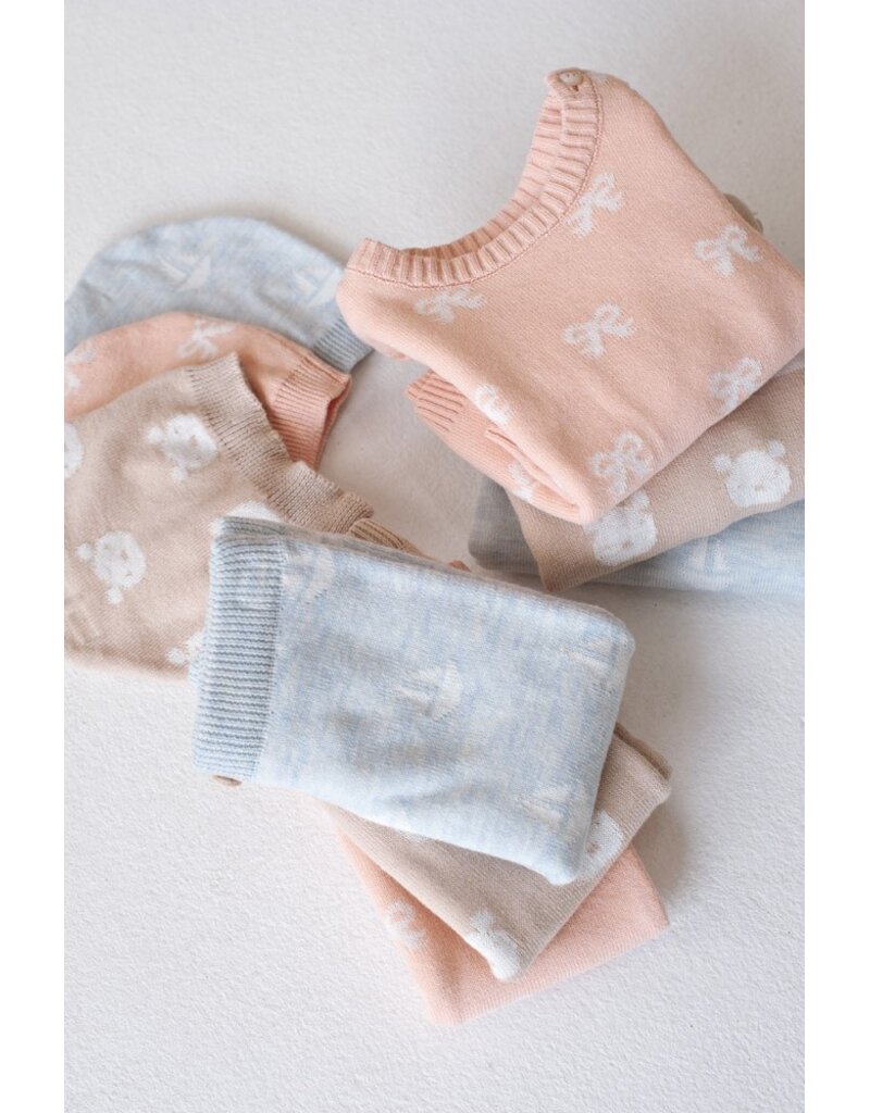 Feetje Baby Feetje broek gebreid AOP - The Knits - Zand melange - 52202532