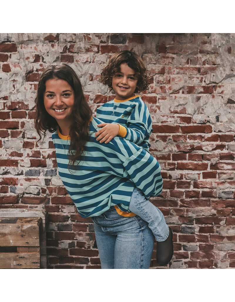 Your Wishes Baby & Peuter kleding Your Wishes Stripe French Knit - Sweater Mom - Corsair - groen & blauw