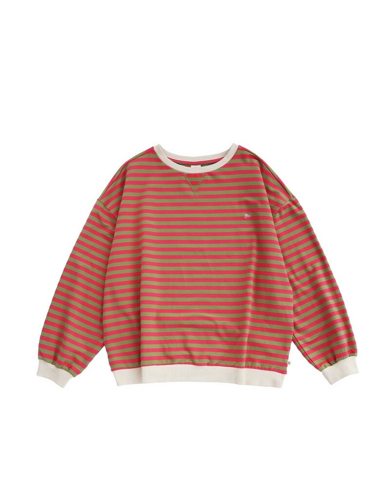 Your Wishes Baby & Peuter kleding Your Wishes Stripe French Knit - Sweater Mom - Mosstone - Roze & Groen