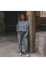 Your Wishes Baby & Peuter kleding Your Wishes Stripe French Knit - Sweater Mom - French Blue = blauw-ecru