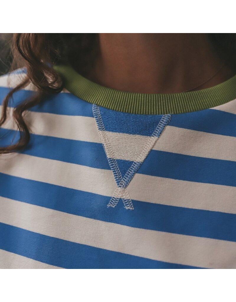 Your Wishes Baby & Peuter kleding Your Wishes Stripe French Knit - Sweater Mom - French Blue = blauw-ecru