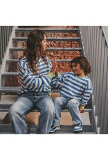 Your Wishes Baby & Peuter kleding Your Wishes Stripe French Knit - Sweater Mom - French Blue = blauw-ecru