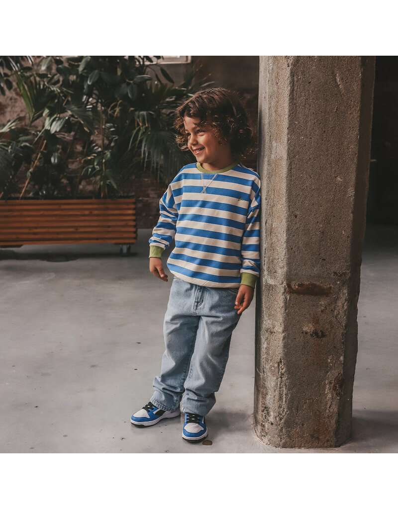 Your Wishes Baby & Peuter kleding Your Wishes Stripe French Knit - Sweater Kids - French Blue = blauw-ecru