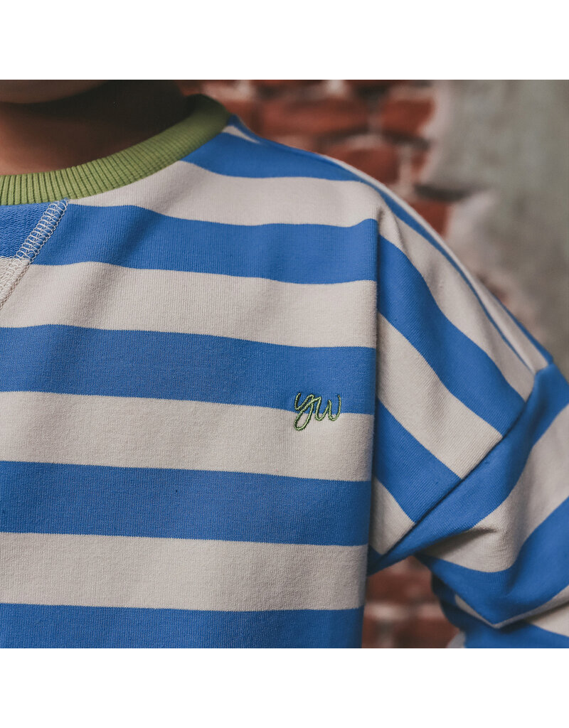 Your Wishes Baby & Peuter kleding Your Wishes Stripe French Knit - Sweater Kids - French Blue = blauw-ecru