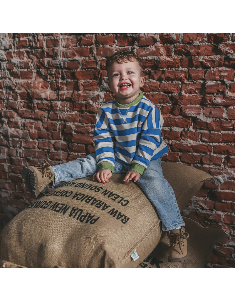 Your Wishes Baby & Peuter kleding Your Wishes Stripe French Knit - Sweater Kids - French Blue = blauw-ecru