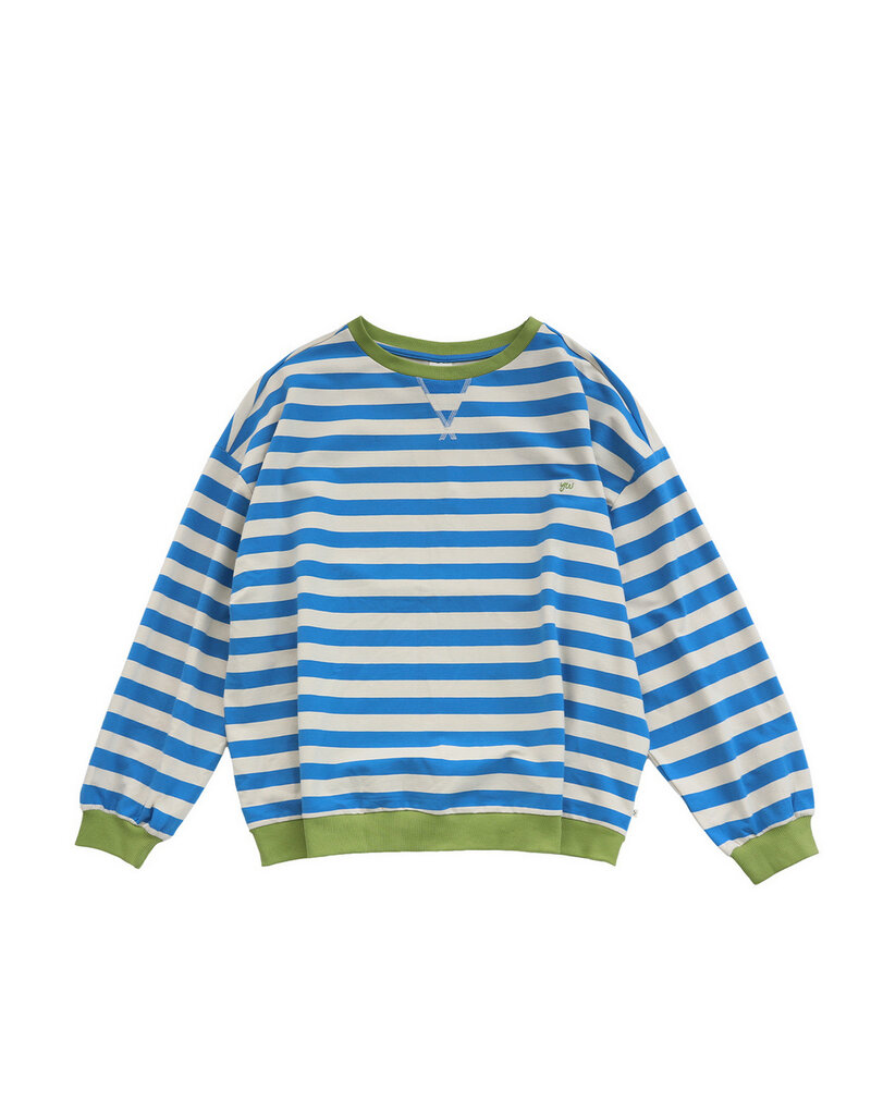 Your Wishes Baby & Peuter kleding Your Wishes Stripe French Knit - Sweater Mom - French Blue = blauw-ecru