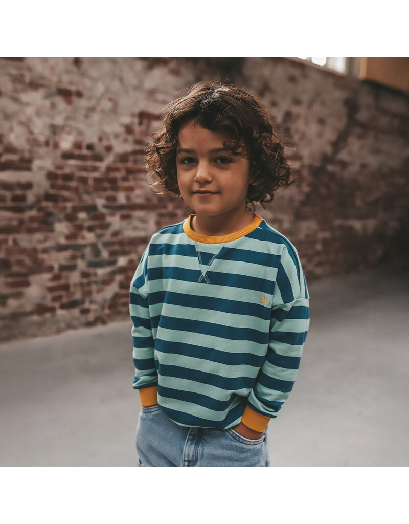 Your Wishes Baby & Peuter kleding Your Wishes Stripe French Knit - Sweater Kids - Corsair - groen & blauw