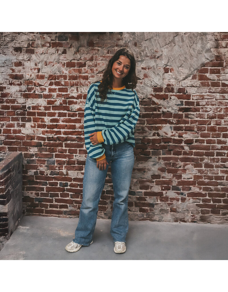 Your Wishes Baby & Peuter kleding Your Wishes Stripe French Knit - Sweater Kids - Corsair - groen & blauw