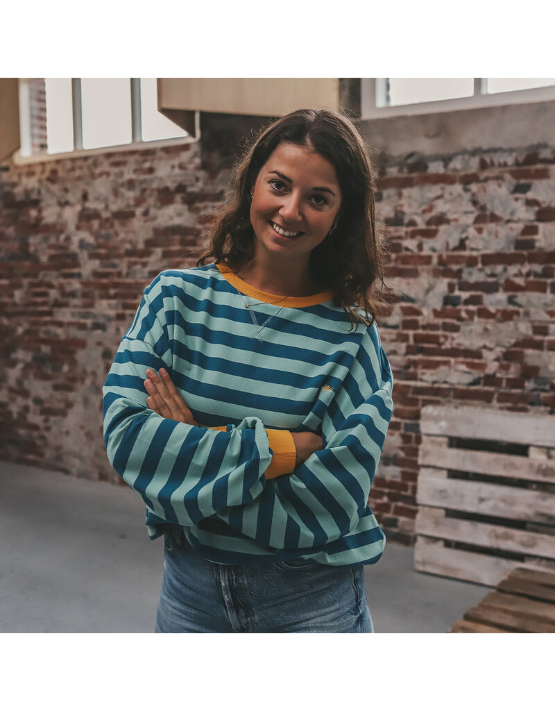 Your Wishes Baby & Peuter kleding Your Wishes Stripe French Knit - Sweater Kids - Corsair - groen & blauw