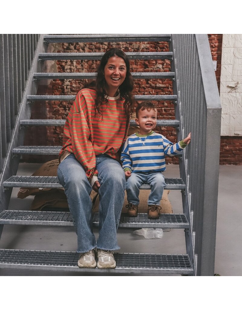 Your Wishes Baby & Peuter kleding Your Wishes Stripe French Knit - Sweater Kids - Mosstone - Roze & Groen