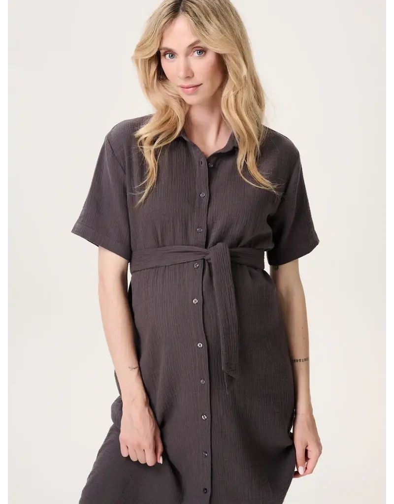 Noppies Noppies Zwangerschapsjurk met voedingsfunctie - Forged Iron - 6020411 P633