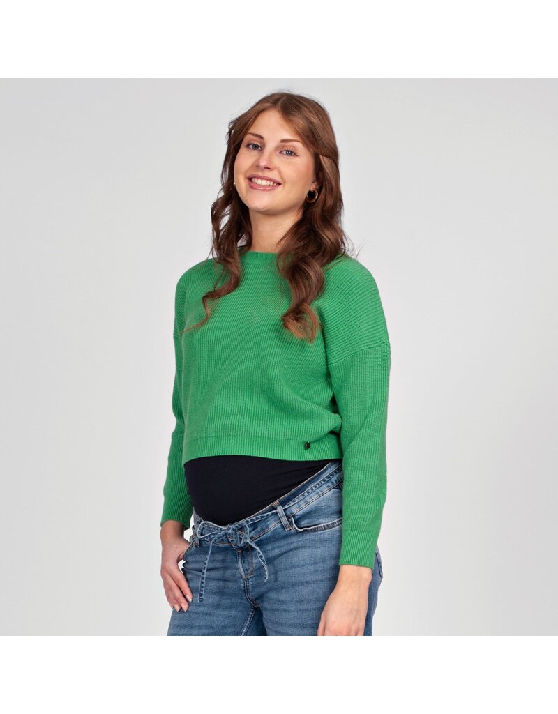 Love2Wait Love2Wait zwangerschapstrui - cropped - groen  - B999 Noor 6000