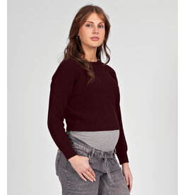 Love2Wait Love2Wait zwangerschapstrui - cropped - Burgundy rood