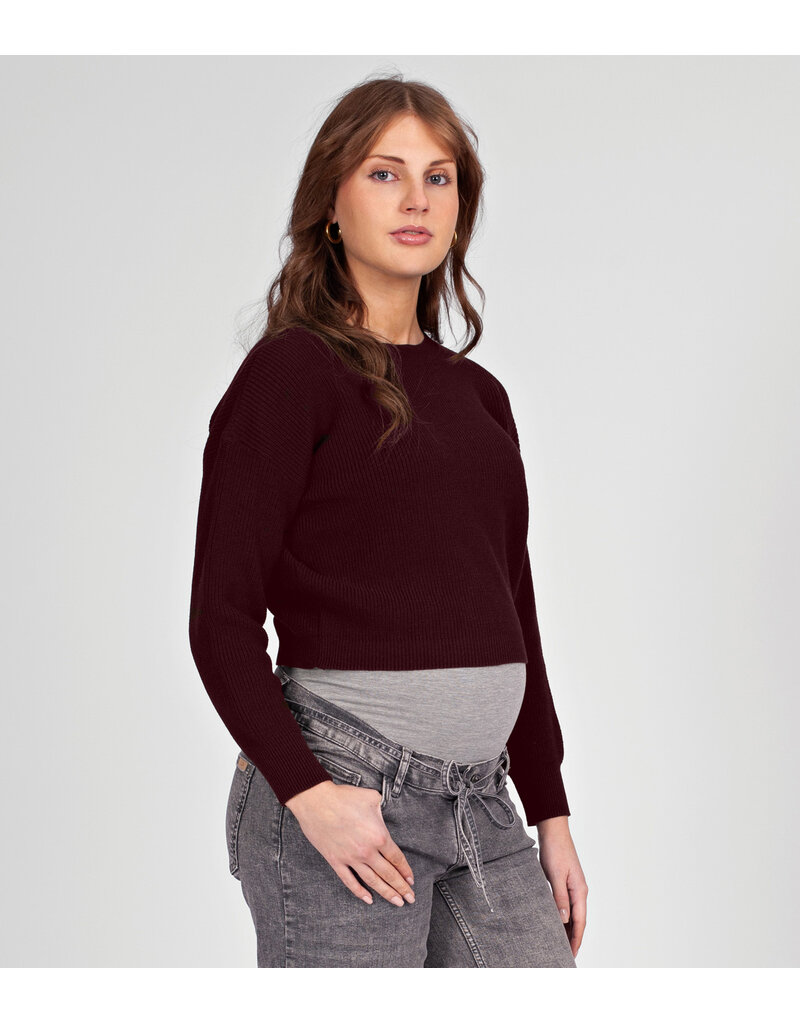 Love2Wait Love2Wait zwangerschapstrui - cropped - Burgundy rood - B999 Noor 3020
