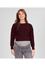 Love2Wait Love2Wait zwangerschapstrui - cropped - Burgundy rood - B999 Noor 3020