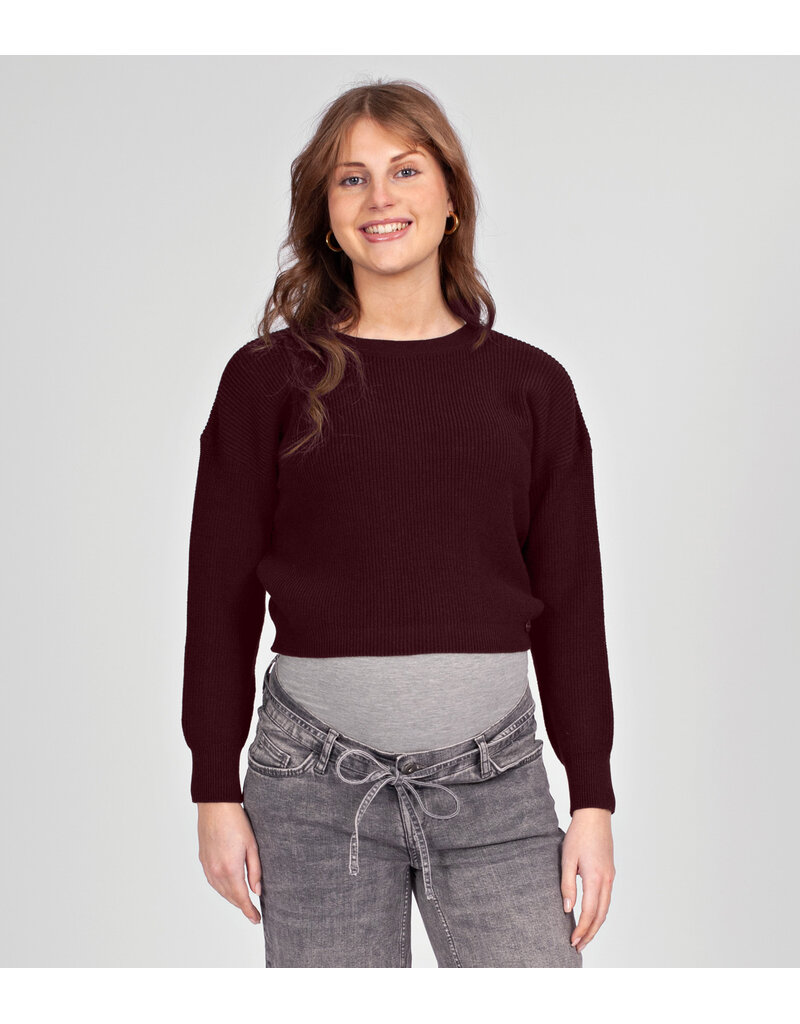 Love2Wait Love2Wait zwangerschapstrui - cropped - Burgundy rood - B999 Noor 3020
