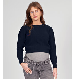Love2Wait Love2Wait zwangerschapstrui - cropped - Navy blauw