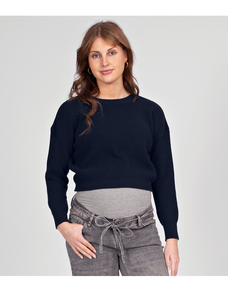 Love2Wait Love2Wait zwangerschapstrui - cropped - Navy - B999 Noor 7001