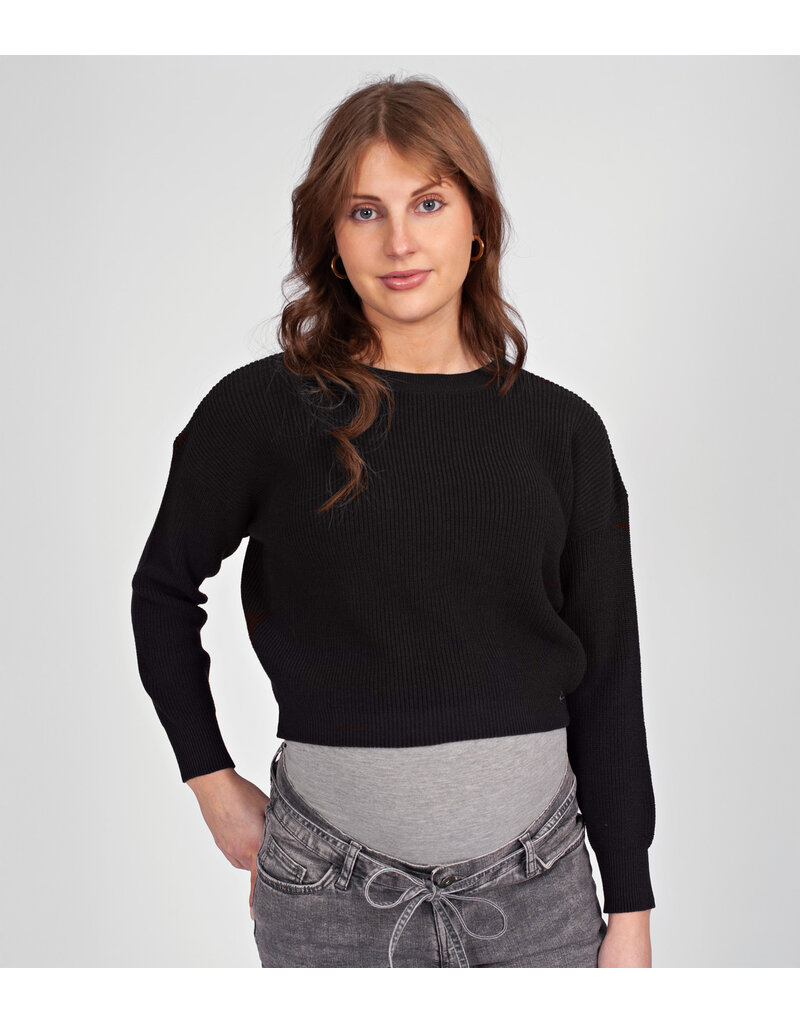 Love2Wait Love2Wait zwangerschapstrui - cropped - Zwart - B999 Noor 9000