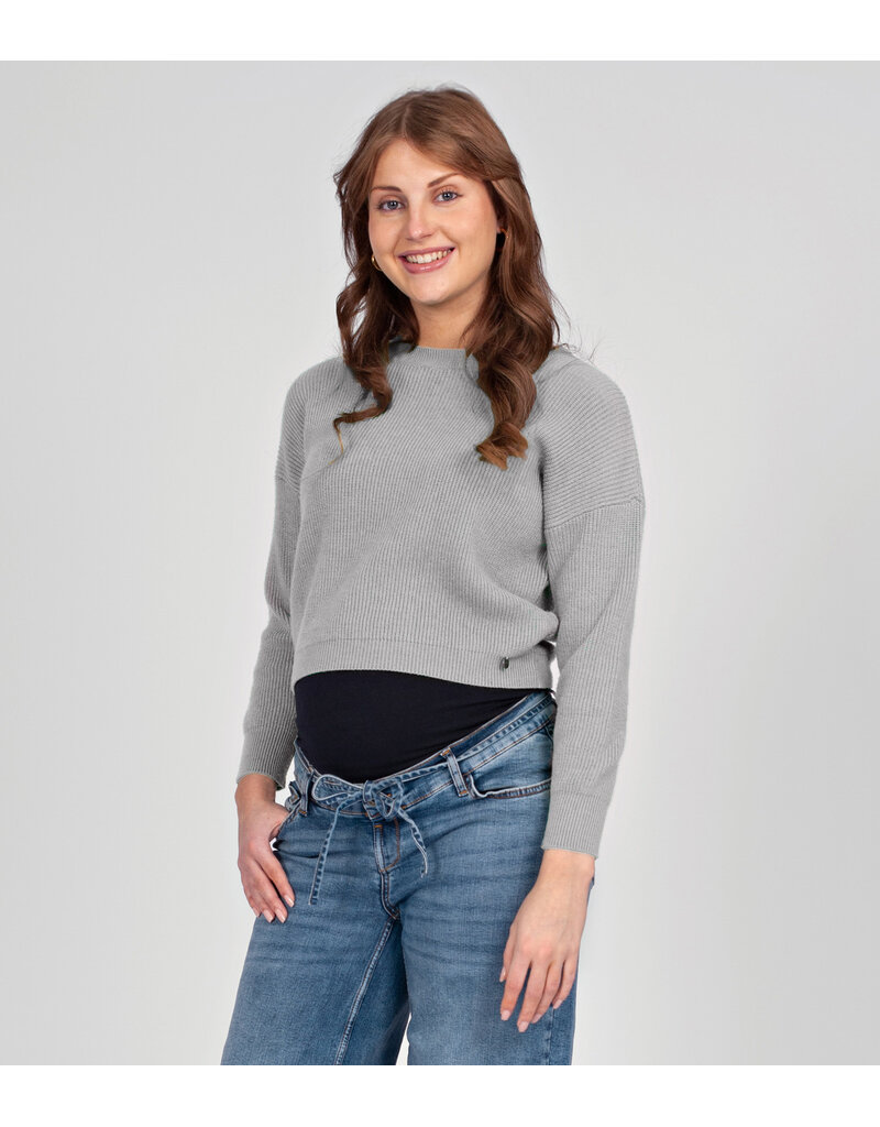 Love2Wait Love2Wait zwangerschapstrui - cropped - Grijs- B999 Noor 9007