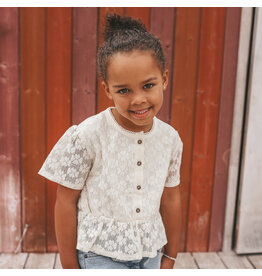 Your Wishes Baby & Peuter kleding Your Wishes meisje Shirt - Floral Lace - White Swan