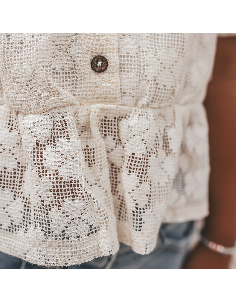 Your Wishes Baby & Peuter kleding Your Wishes meisje Shirt - Floral Lace - White Swan