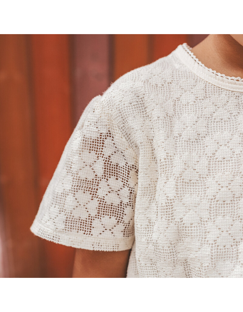 Your Wishes Baby & Peuter kleding Your Wishes meisje Shirt - Floral Lace - White Swan