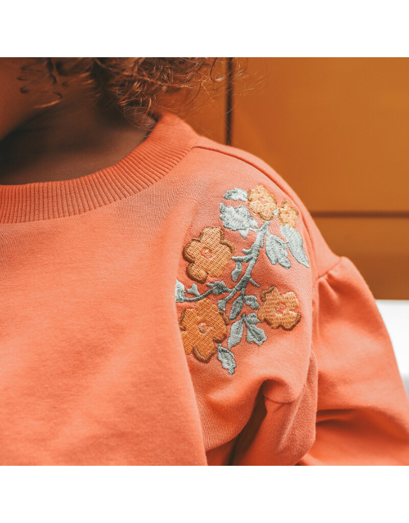 Your Wishes Baby & Peuter kleding Your Wishes meisje Sweater oversized - Floral - Burnt Sienna