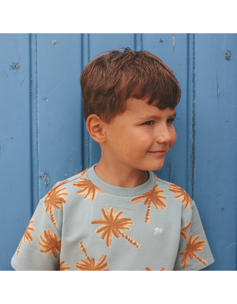 Your Wishes Baby & Peuter kleding Your Wishes T-shirt Oversized - Palms aop - ocean groen