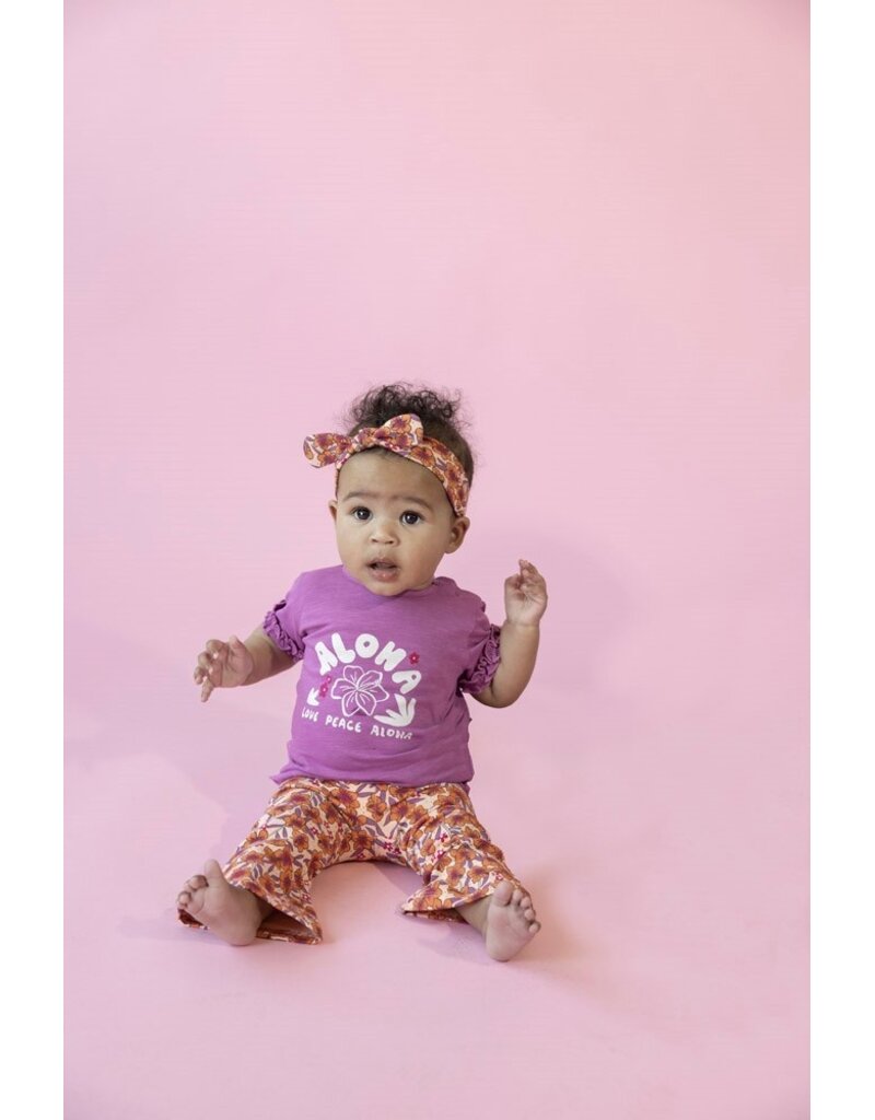 Feetje Baby Feetje Flare broek AOP - Love Peace Aloha - Perzik- 52202522