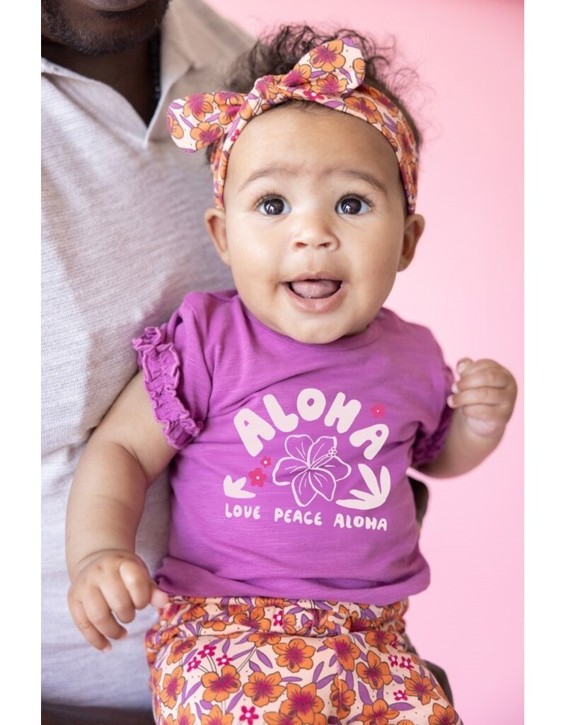 Feetje Baby Feetje Flare broek AOP - Love Peace Aloha - Perzik- 52202522
