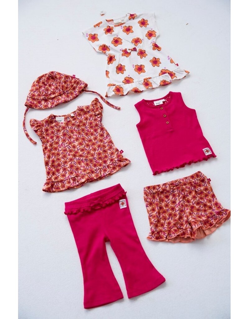 Feetje Baby Feetje Flare broek rib - Love Peace Aloha - Fucsia - 52202523