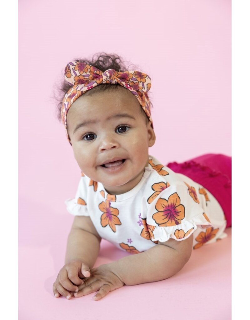 Feetje Baby Feetje Flare broek rib - Love Peace Aloha - Fucsia - 52202523