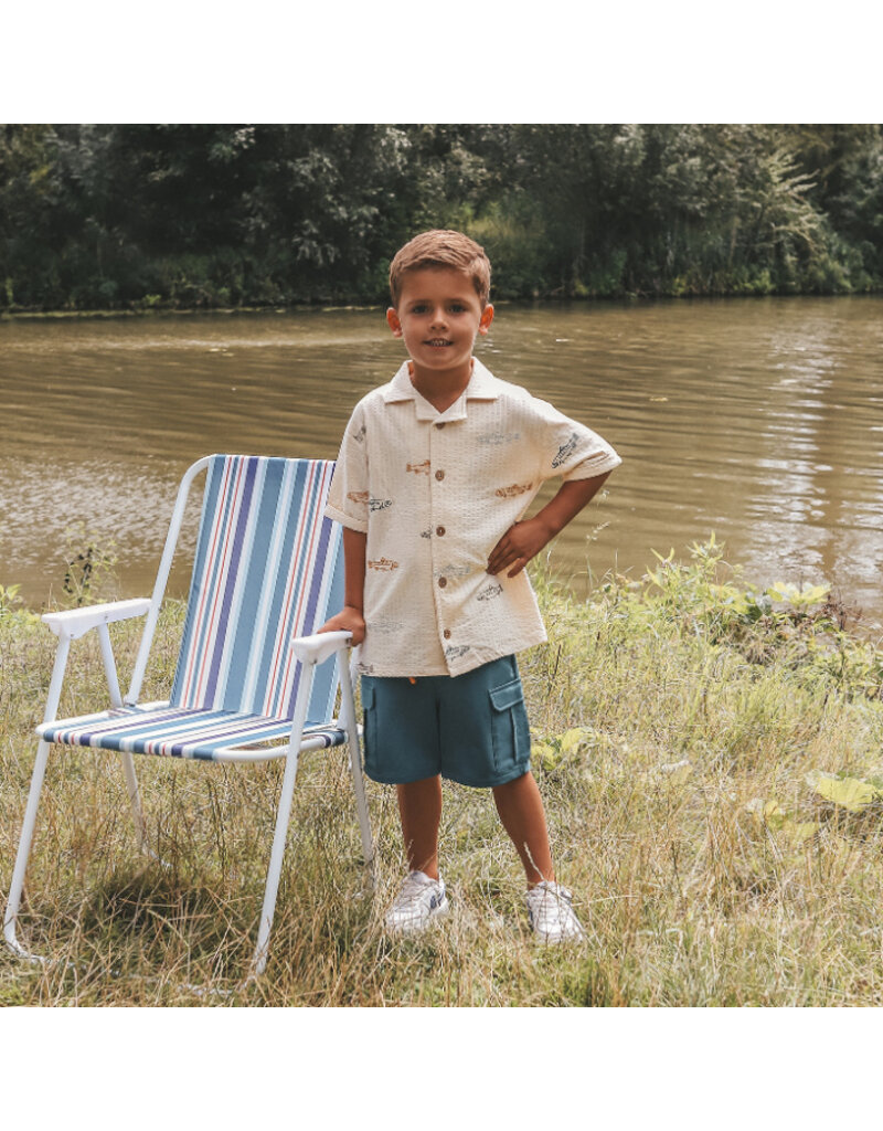 Your Wishes Baby & Peuter kleding Your Wishes jongen shirt Shark Fish - Loose fit - offwhite