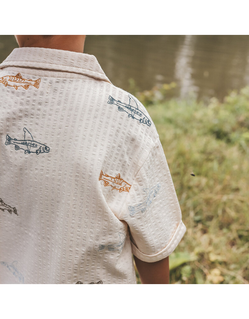 Your Wishes Baby & Peuter kleding Your Wishes jongen shirt Shark Fish - Loose fit - offwhite