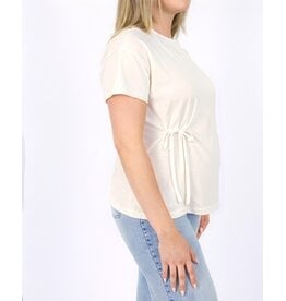 Love2Wait Love2Wait zwangerschapsshirt knot - Zuria - beige wit