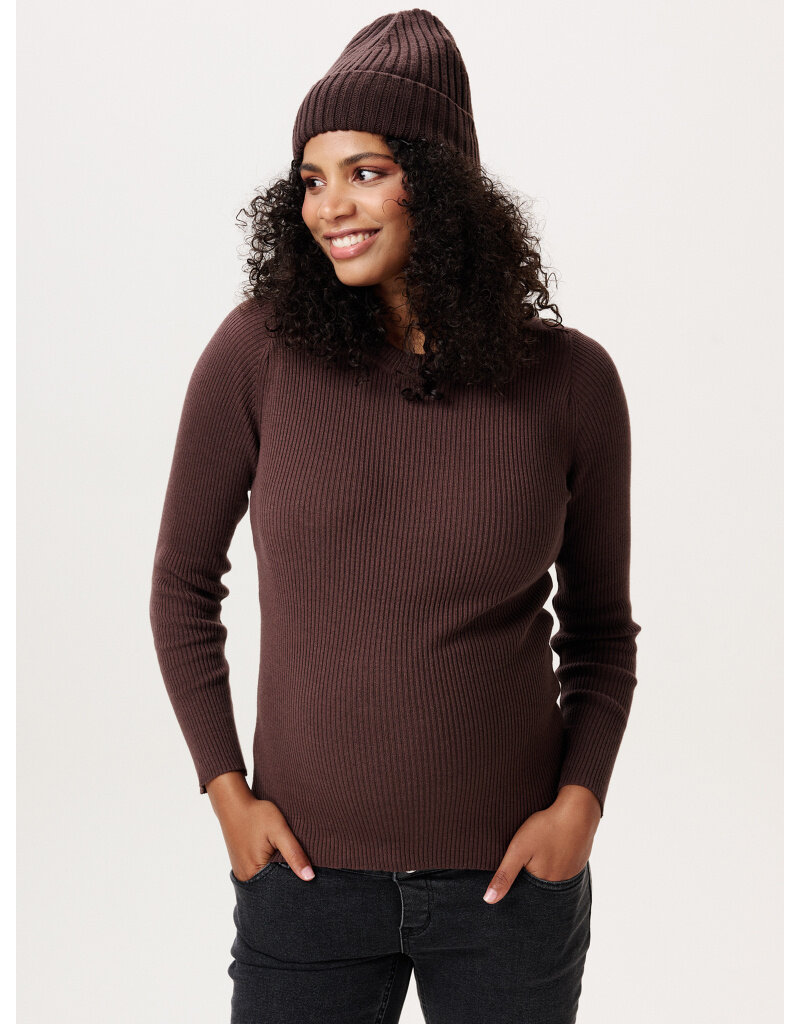 Noppies Noppies zwangerschapsshirt  - twin rib - donker bruin - 6030001 2613