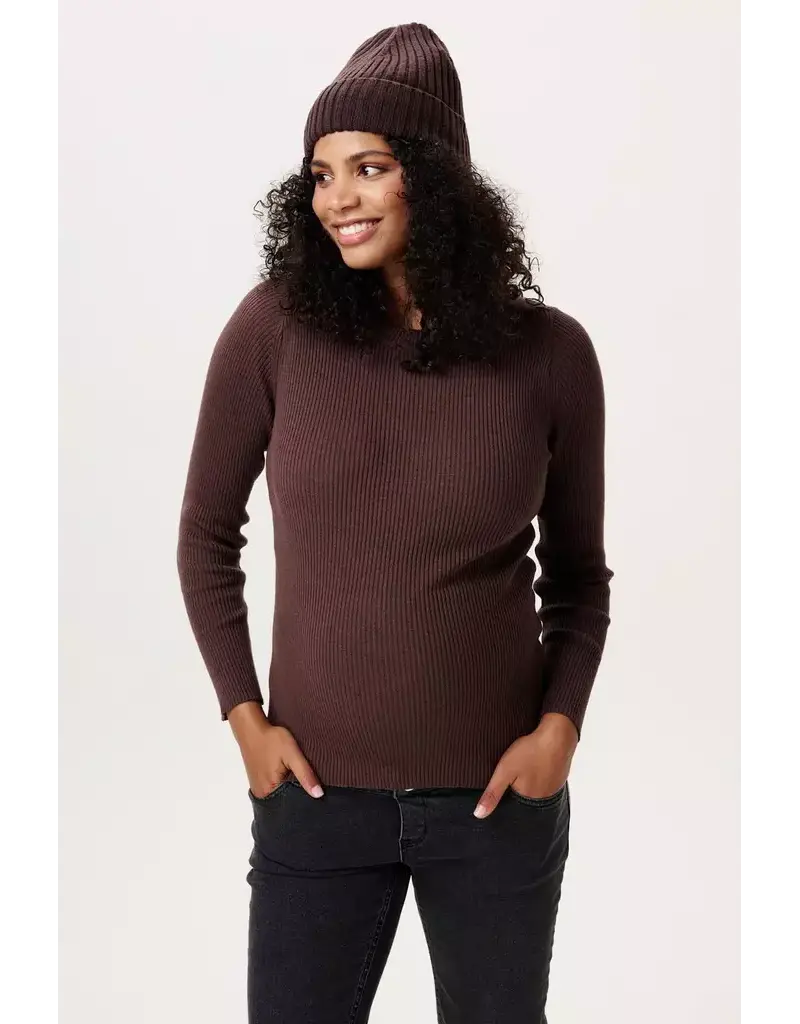 Noppies Noppies zwangerschapsshirt  - twin rib - donker bruin - 6030001 2613