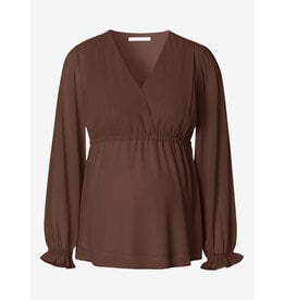 Noppies Noppies Zwangerschap & borstvoeding blouse - dark bruin