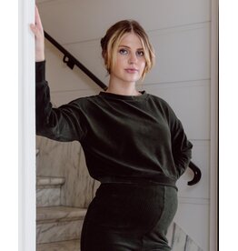 Love2Wait Love2Wait zwangerschapstrui - Velvet - cropped - Olive
